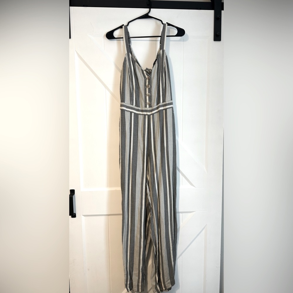 Jessica Simpson Grey Striped Jumpsuit